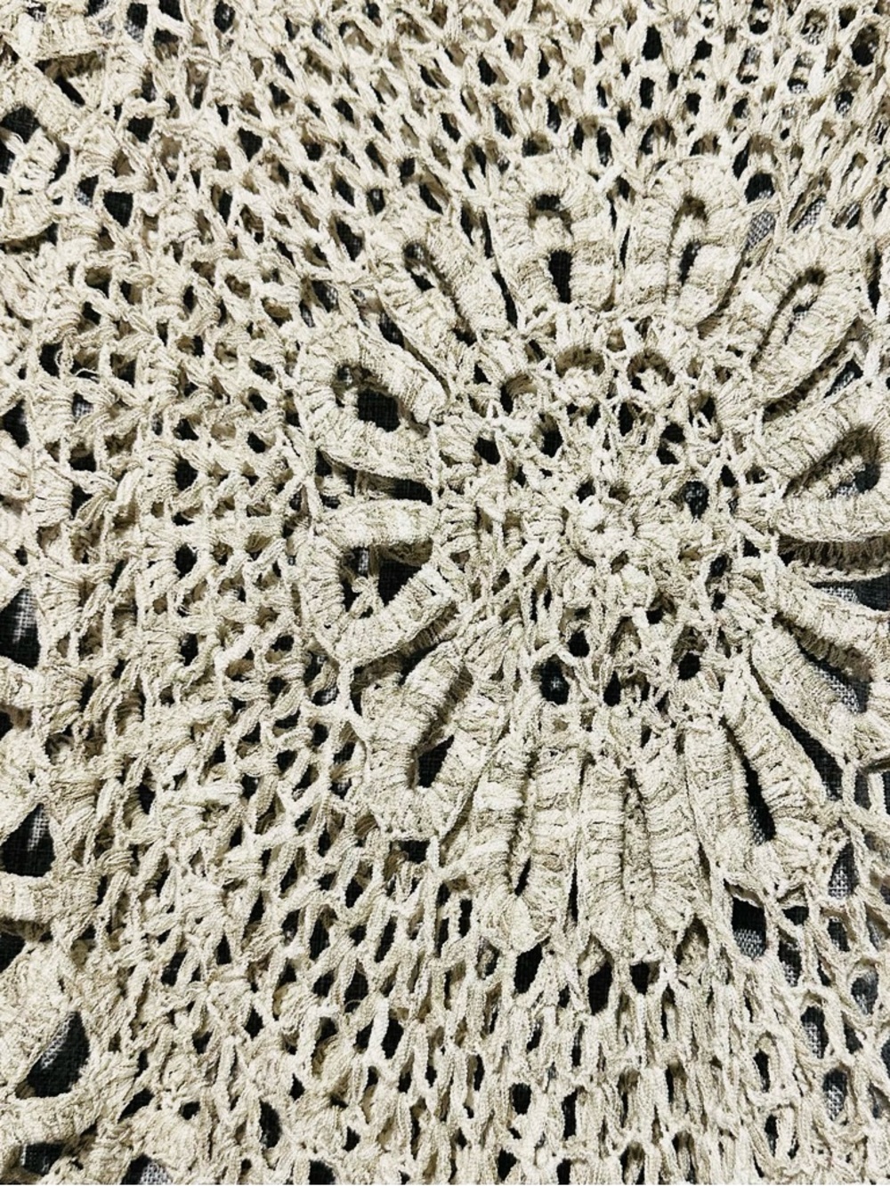 Boston Proper Y2K Boho Beige Open-Weave Crochet Cottagecore Sweater, Size S - Picture 5 of 7
